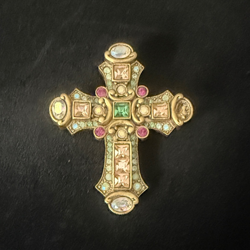 Jay Strongwater Swarovski Cross Brooch Imbellished Rhinestone Crystal Signed
